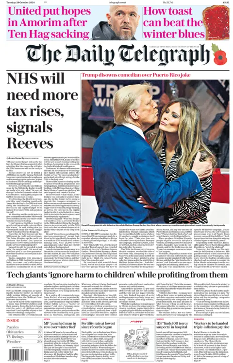 The headline in the Telegraph reads: 