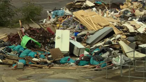 Mountains of rubbish have been deposited at a plot in Hayes