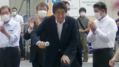 Reuters Shinzo Abe stepping up to speak moments before he was shot