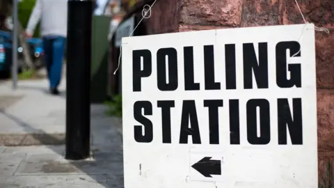 Getty Images Polling station sign