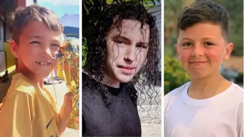 Family photos Photos of three boys who died in different circumstances and all went to Sholing Junior School.
On the left is 7 year old CJ Fenna, smiling, with short brown hair, wearing a yellow football t shirt and holding a trophy.
In the middle is 17 year old Vlad Nikolin-Caisley, who has long dark curly hair, is smiling and wearing a dark t shirt
On the right is 14 year old Mario Fassoli, smiling, with short brown hair and wearing a white t shirt.