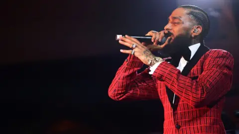 Getty Images Nipsey performed at the Warner Music Pre-Grammy Party in LA the month before he died