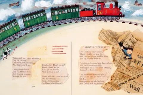 Hamish Hamilton's Childrens Books Cut out words stuck to an illustrated page