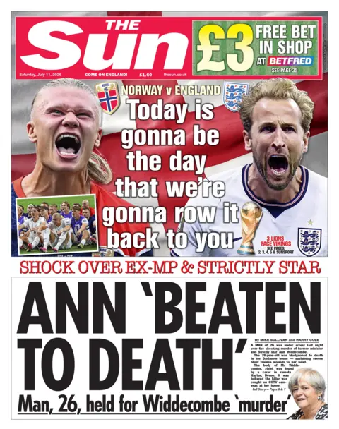 "Ann 'beaten to death'," reads the headline on the front page of the Sun. 
