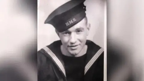 Supplied A black and white photo of a young Albert Keir in naval uniform