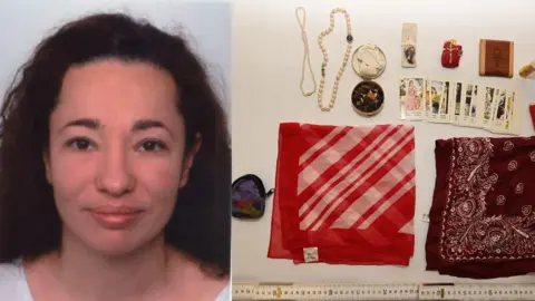 LPD Lower Austria A photo shows the fugitive, Mariana M, alongside items seized from her house