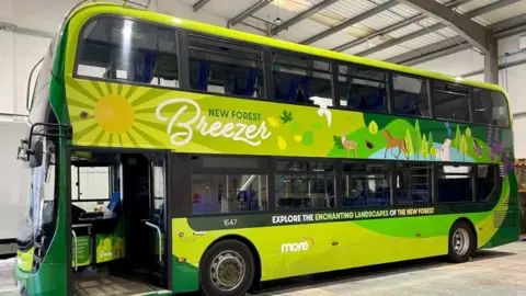morebus A double deck green New Forest Breezer bus in storage 