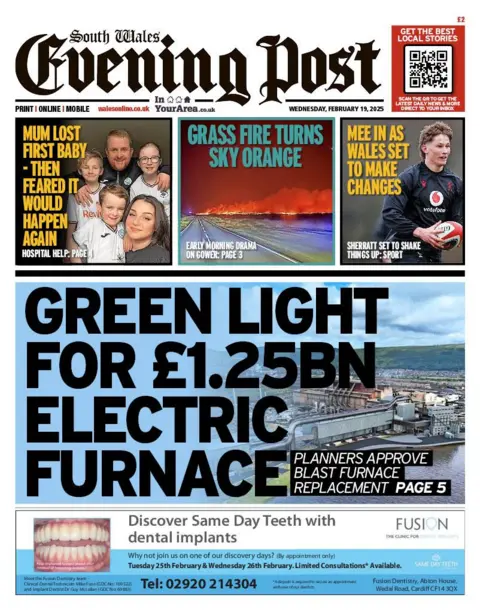 South Wales Evening Post Front page of South Wales Evening Post. 