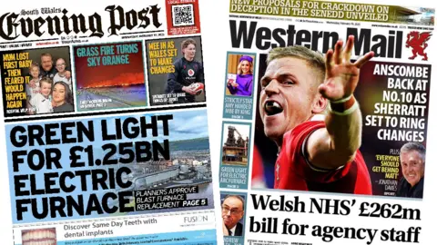 Front page of the South Wales Evening Post and Western Mail