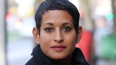 Alamy Naga Munchetty pictured outside New Broadcasting House in 2020