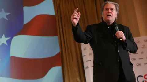 Getty Images Steve Bannon in Prague in May 2018