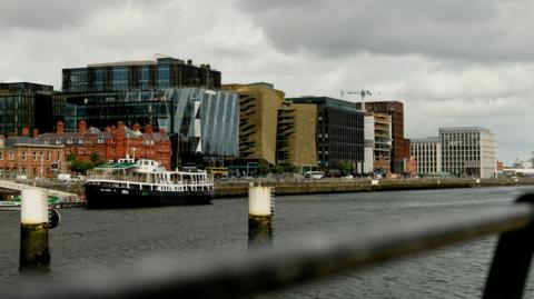 A general view of Dublin's silicon dock buildings from across the River Liffey