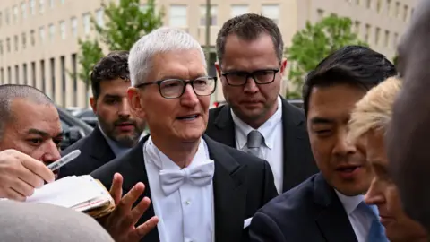 Reuters Apple CEO Tim Cook arrives at the White House ahead of the arrival of Britain's King Charles and Queen Camilla for a state dinner hosted by U.S. President Donald Trump and first lady Melania Trump at the White House in Washington, D.C., U.S., April 28, 2026. 