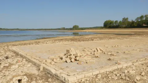 Jay Naylor The exposed ruins of Mr Appleton's bungalow underneath Rutland Water.