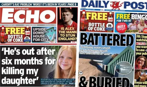 Front pages of the South Wales Echo and Daily Post Wales
