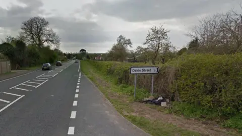 Google A stretch of the A48 with the signposted turning for Oakle Street in Minsterworth