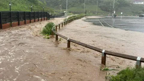 Flooding at Catnab car park in Saltburn