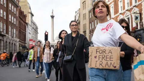 Getty Images Iran women's rally in London, 29 Oct 22