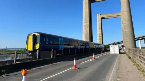BBC/Phil Harrison A Southeastern Train on the Kingsferry Bridge in Sheppey
