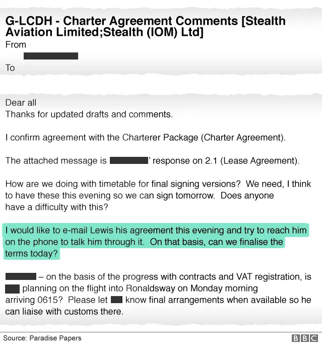 Document extract showing communication between advisers