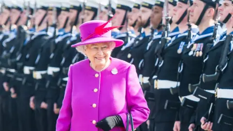 Getty Images Queen Elizabeth II visits HMS Ocean in 2015 in Plymouth. Pic: Getty Images