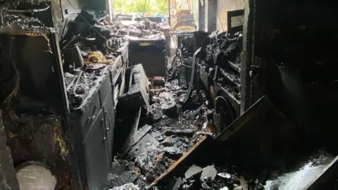 Essex County Fire & Rescue Service A fire damaged home in Brightlingsea, Essex