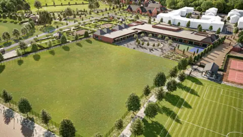Leicestershire County Council An artist's impression of a school shown from above