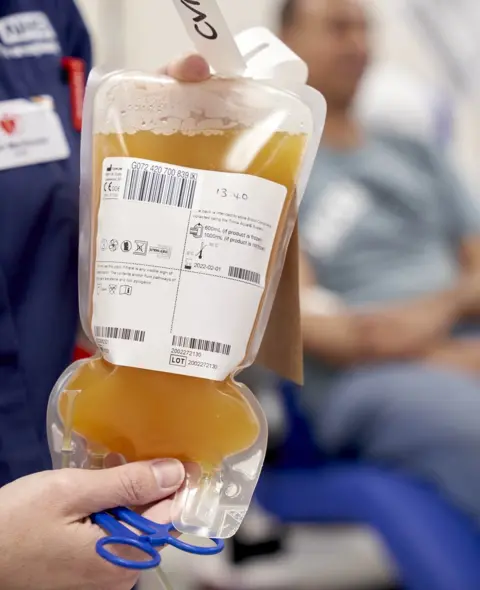 NHSBT Blood plasma is orange