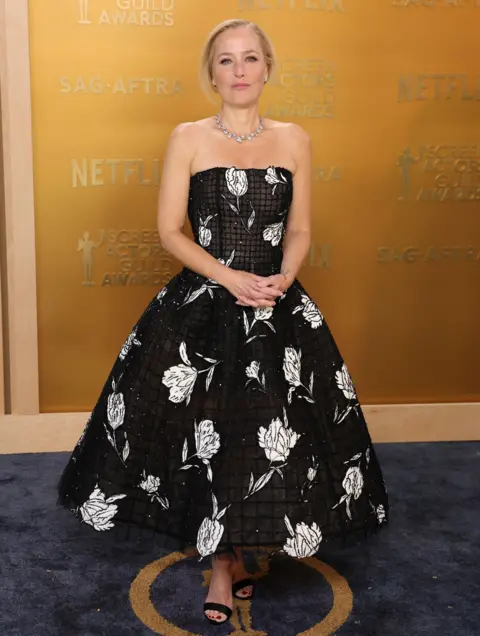 Getty Images Gillian Anderson arrives for the 31st Annual Screen Actors Guild awards at the Shrine Auditorium in Los Angeles, February 23, 2025