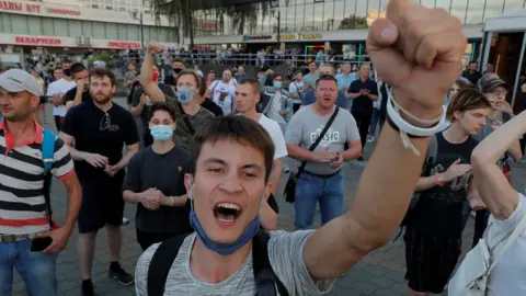 Reuters Image shows protesters after the Belarusian presidential election in Minsk