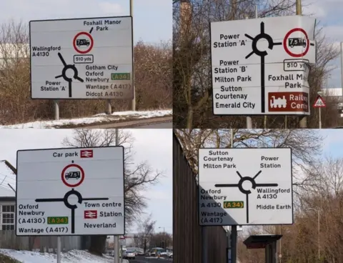 The mysterious signs appeared on the A420