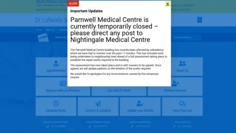 Parnwell Medical Center website A screenshot of the warning message telling Parnwell patients to go to Nightingale 