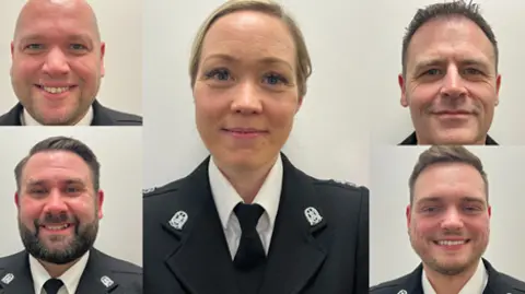 Police Federation  PS David Gibbs, PC Scott Thomson, PC Tim Clarkson, PC Emma Davies and PC Nathan Fulton