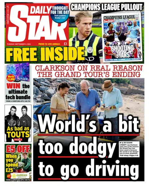 The headline in the Daily Star reads: 