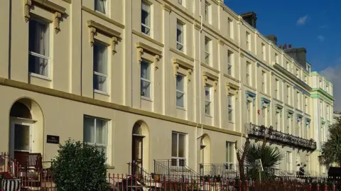 Manx Scenes Row of terraced houses in Douglas