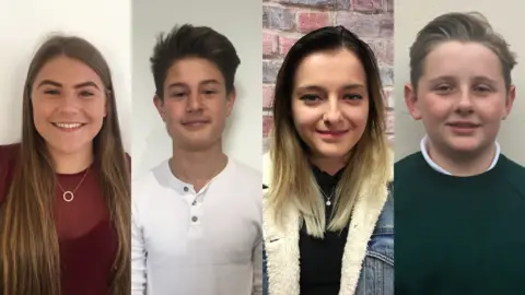 BBC The four winners: Holly, Oliver, Charlotte and Harrison