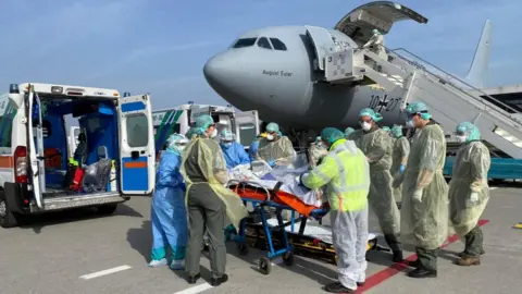 Bundeswehr The German military has airlifted coronavirus patients from the heart of Italy's pandemic for treatment in Germany