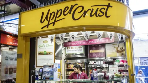 Getty Images An Upper Crust sandwich shop kiosk at London's Waterloo Station.