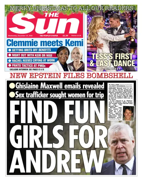  Find fun girls for Andrew" reads the headline on the front page of the Sun.