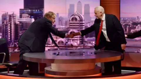 JEFF OVERS/BBC Boris Johnson and Jeremy Corbyn