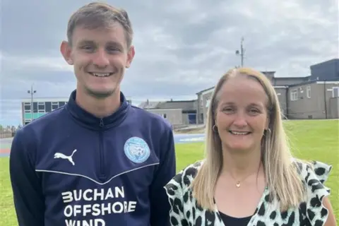 Football coach Danny Strachan and head teacher Linda Strachan, his mother.