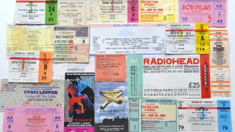 Getty Images A collection of concert tickets