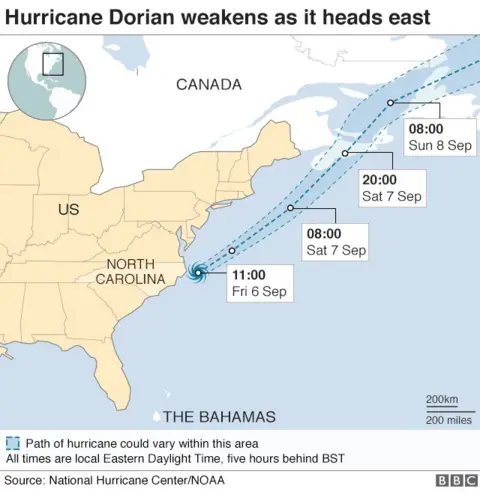 Hurricane Dorian: 'Hundreds trapped' on N Carolina island