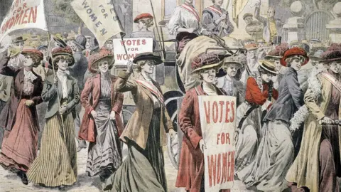 Getty Images Suffragettes campaigning in London