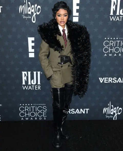 Getty Images Teyana Taylor arrives at the 31st Annual Critics Choice Awards at Barker Hangar on January 04, 2026 in Santa Monica, California.