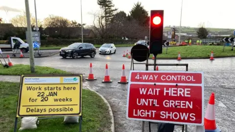 BBC Road works at Cedars roundabout
