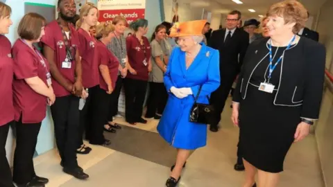 The Queen meeting staff at the Royal Manchester Children's Hospital in May 2017