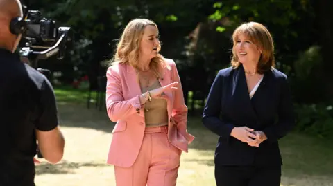BBC handout photo of Chancellor of the Exchequer Rachel Reeves (right) and presenter Laura Kuenssberg during a pre-recorded interview for the BBC1 current affairs programme, Sunday with Laura Kuenssberg