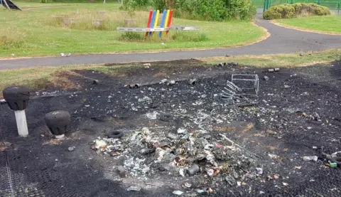 Northumbria Police Fire damage at park