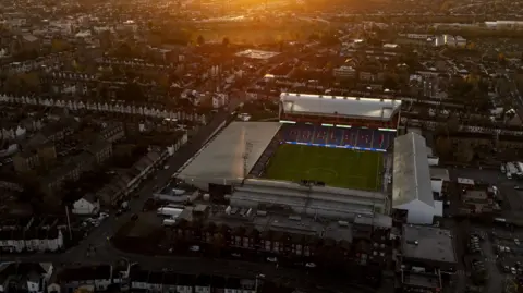 A view of the sunrise behind Selhurst Park, London